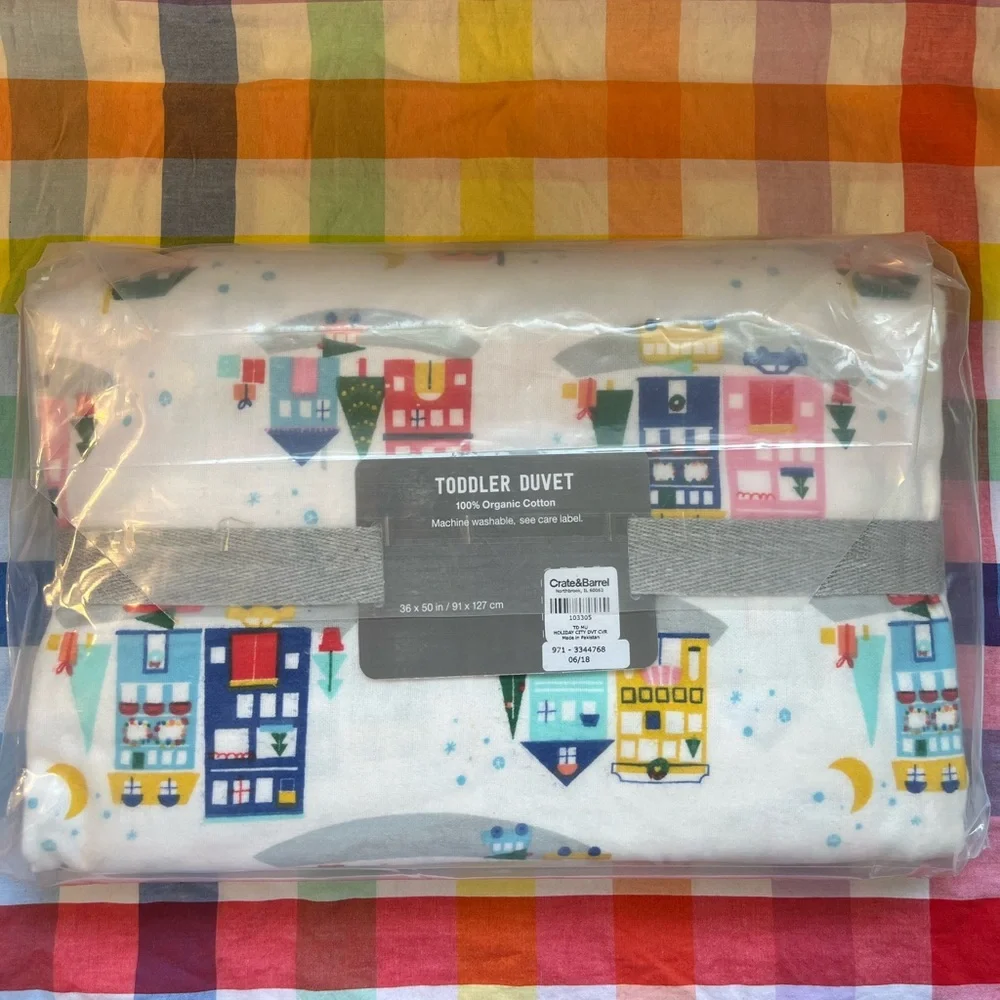 Crate&kids toddler duvet cover in flannel holiday print